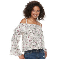 Juniors' American Rag Floral Cold-Shoulder Top