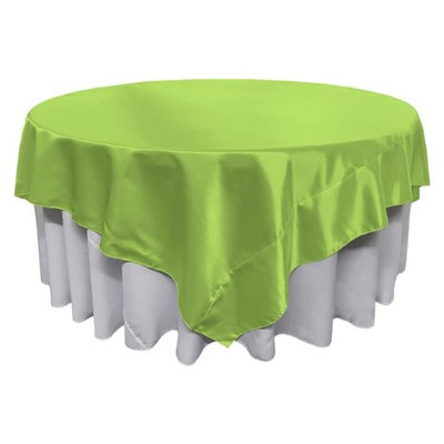 LA Linen TCbridal90x90-LimeB84 Bridal Satin Square Tablecloth Lime - 90 x 90 in.