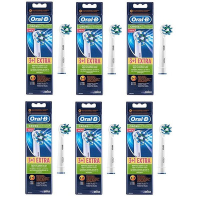 Oral-B Cross Action Replacement Brush Heads, 4 Count (Pack of 6) + Curad Bandages 8 Ct.