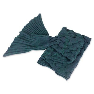 Knit Mermaid Tail Throw in Teal