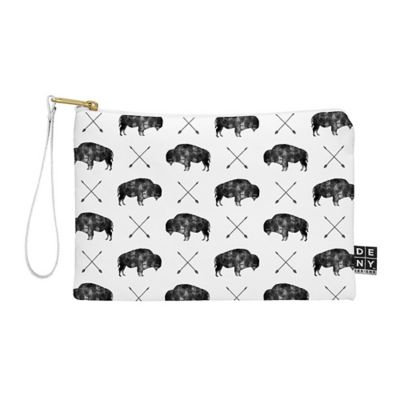 DENY Designs Little Arrow Design Co Great Buffalo Medium Pouch in Black