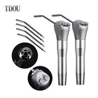 2PCS Dental Air Water Spray Syringe Triple 3 Way 2 Nozzles Tips Metal Handle + 4Pcs Metal Alloy Nozzles/Tips/Tube