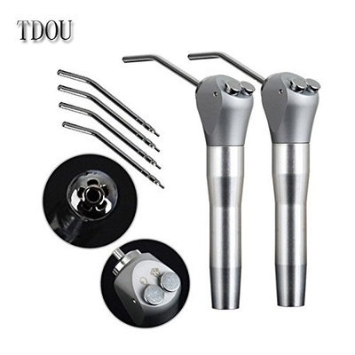 2PCS Dental Air Water Spray Syringe Triple 3 Way 2 Nozzles Tips Metal Handle + 4Pcs Metal Alloy Nozzles/Tips/Tube