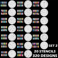 Airbrush Depot Set 2 320 Airbrush Nail Art STENCIL DESIGNS - 20 Template Sheets Kit Brush Paint