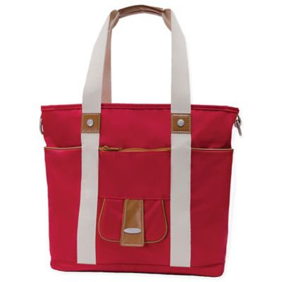 Vilah Bloom 2-Piece Harbor Side Diaper Tote and Cottage Clutch Set in Vineyard Red