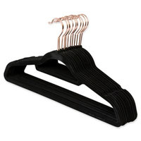 Real Simple® 12-Count Flocked Suit Hangers in Black with Rose Gold Hook