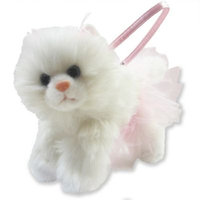 Girls Toby Cat with Tutu Chain Strap Purse, White/Pink