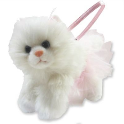 Girls Toby Cat with Tutu Chain Strap Purse, White/Pink