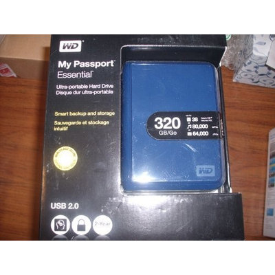 Western Digital My Passport Essential 320GB USB 2.0 Portable Hard Drive - Pacific Blue