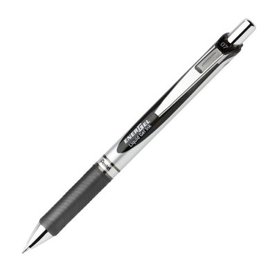 Pentel EnerGel Deluxe Retractable Gel Pens, Medium, Black, 6/Pack