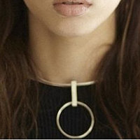 FXmimior Plated Vintage Circle Chic Choker Pendant Party Wedding Necklace Jewelry For Women