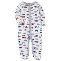 carter's® Preemie Snap-Up Car Print Footie Pajama in White