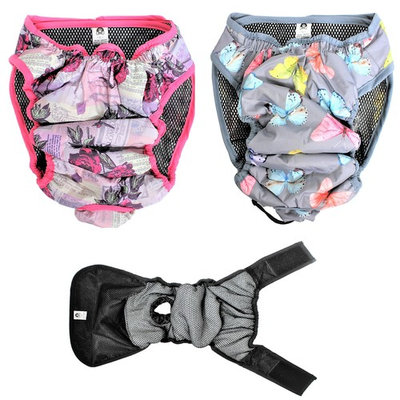 PACK - 2 Colors WATERPROOF Cat Dog Diapers Female WASHABLE Reusable ABSORBENT Pad S (waist 14