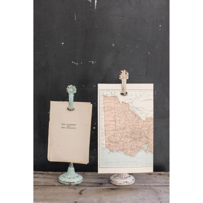 Creative Co-Op Metal Clip on Stand in Aqua