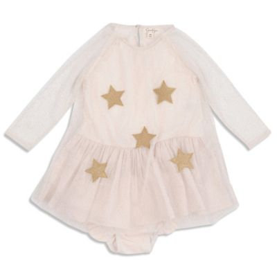 Jessica Simpson Size 3T 2-Piece Star Sparkle Dress and Diaper Cover Set in Ivory