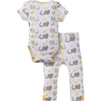 MiracleWear® Size 0-6M 2-Piece Posheez Snap 'n Grow Elephant Short Sleeve Bodysuit Set in Grey