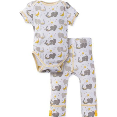 MiracleWear® Size 0-6M 2-Piece Posheez Snap 'n Grow Elephant Short Sleeve Bodysuit Set in Grey