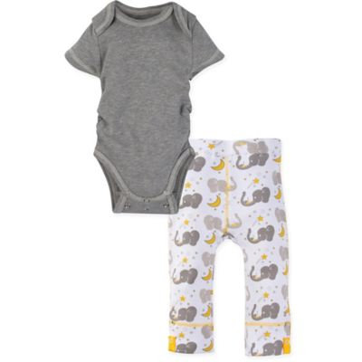 Miraclewear Size 6-12M 2-Piece Elephant Snap'n Grow Bodysuit and Pant Set in Grey/Yellow