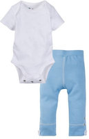 Miraclewear Size 0-6M 2-Piece Posheez Snap'n Grow Bodysuit and Pant Set in White/Blue