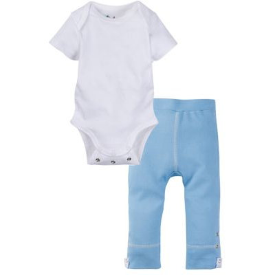 Miraclewear Size 0-6M 2-Piece Posheez Snap'n Grow Bodysuit and Pant Set in White/Blue