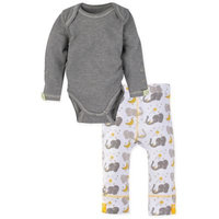 Miraclewear Size 6-12M 2-Piece Elephant Snap'n Grow Long-Sleeve Bodysuit and Pant Set in Grey