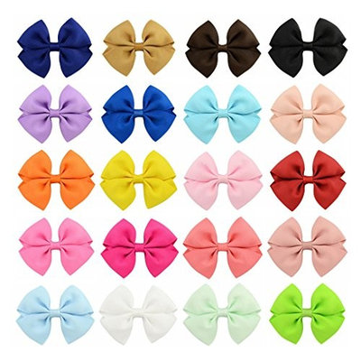 Redriver 10Pcs Hair Bows Band Boutique Alligator Clip Grosgrain Ribbon For Girl (Random Color)