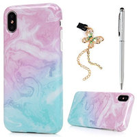 iPhone X Case, GEMYON Shockproof Drop Protection TPU Bumper Protective Back Cover Slim-Fit Flexible Easy Grip Colorful Painting Phone Case Cover with Data Cable Plug & Pen for Apple iPhone X
