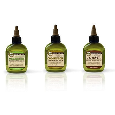 ( VALUE SET) Sunflower Premium Mega Hair Oil, (Coconut, Jojoba, & Tamanu Oil), 2.5 Fl Oz : Beauty