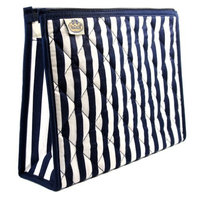 Cosmetic Bag, Full Polyester Lining, Two Interior Side Pockets, Black Flora/Black Trim, Cotton Fabric, Size: Small