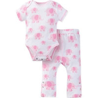 MiracleWear® Size 12-18M Posheez Snap 'n Grow Elephant Short Sleeve Bodysuit and Pants in Pink