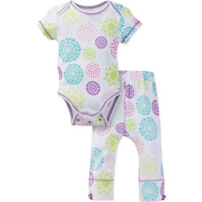 MiracleWear® Size 6-12M Posheez Snap 'n Grow Burst Short Sleeve Bodysuit and Pant Set in Purple