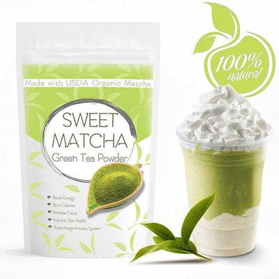 Sweet Matcha 2 (16oz) Made with USDA Organic Green Tea Matcha Boost Energy and Increase Focus