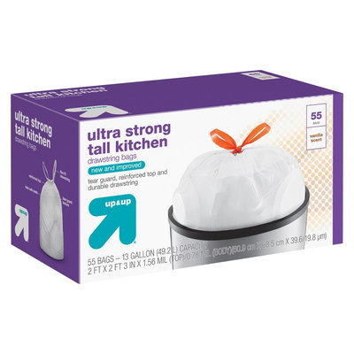 Vanilla Scent Flex Fit Tall Kitchen Drawstring Bags - 13 gal - 55 ct - up & up, White
