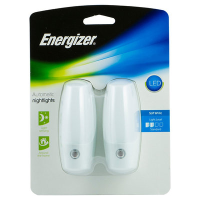 Eveready Energizer Traditional Auto Led Nightlight 2pk, White