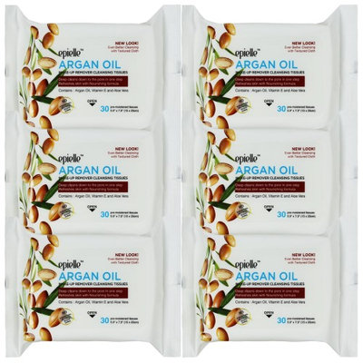 Epielle Argan Oil Makeup Removing Tissues 30ct (6 Pack)