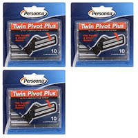 Personna Twin Pivot Plus Refill Blade Cartridges w/ Lubricating Strip for Atra & Trac II Razors 10 ct. (Pack of 3) + Makeup Blender