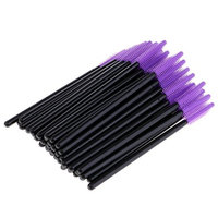 Homyl Silicone Eyelash Brush Kit (50pcs), Eye Lash Mascara Wand Comb Applicators Makeup Kit - Purple