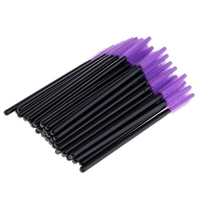 Homyl Silicone Eyelash Brush Kit (50pcs), Eye Lash Mascara Wand Comb Applicators Makeup Kit - Purple