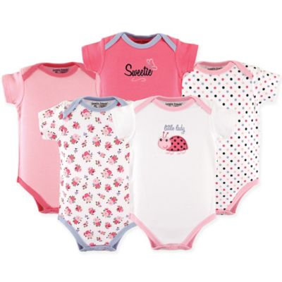 Luvable Friends Newborn Baby Girls Bodysuit 5-Pack, Little Lady