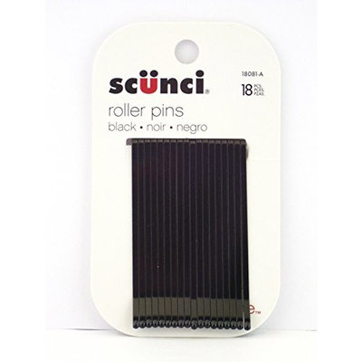 Scunci Black Roller Pins, 18 Pcs + FREE Schick Slim Twin ST for Dry Skin