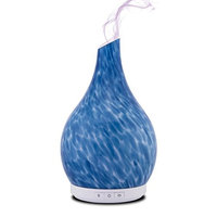 Aromatherapy Essential Oil Glass Diffuser Cool Mist Ultrasonic Humidifier Hand Blown Glass Colorful LED White Glow 230ml Capacity with Safety Auto-Shut Off Feature