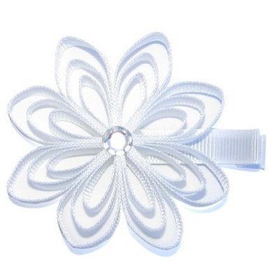 A Girl Company White Ribbon Flower Hair Clip