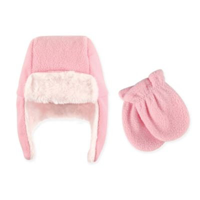 Hudson Baby Girl Traper Fleece Hat & Mittens 2pc Set