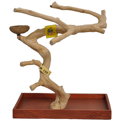 A & E Cage Java Wood Table Top Bird Play Stand Medium