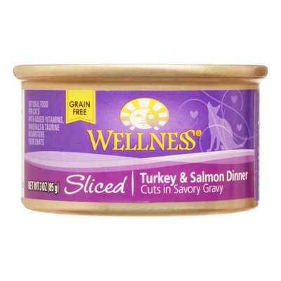 Wellness Pet Food Wellness Sliced Grain-Free Turkey & Salmon Dinner Wet Cat Food, 3 oz (Pack of 24)