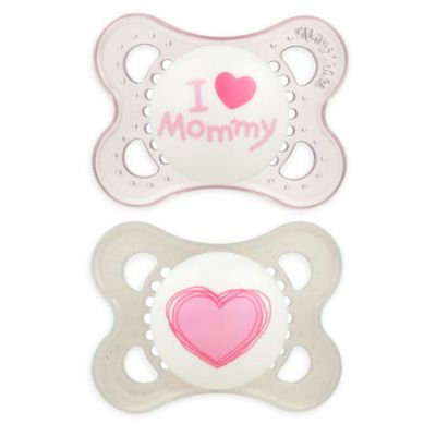 MAM Love and Affection I Love Mommy Silicone Pacifier - Pink - 0 - .