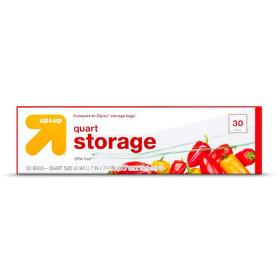Double Zipper Quart Storage Bags - 30 ct - up & up, Red