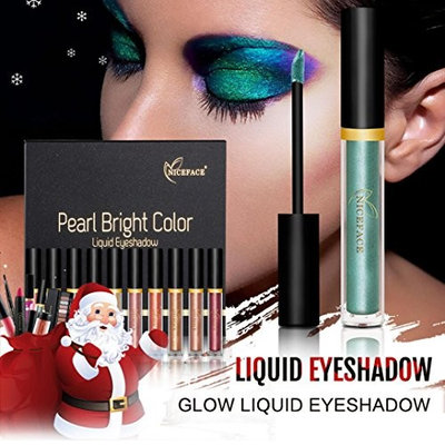 Metallic Eyeshadow,vmree 17 PC Christmas Smoky Eyes Eyeshadow Waterproof Glitter Liquid Eyeliner