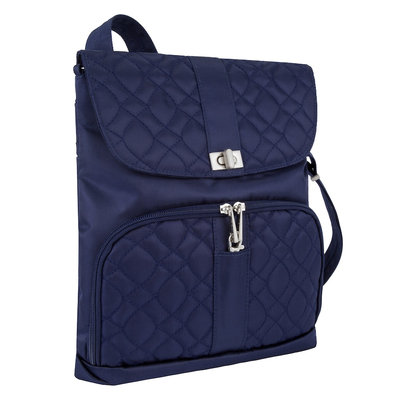 Travelon Anti-Theft Signature Messenger Bag Lush Blue/Gray - Travelon Fabric Handbags