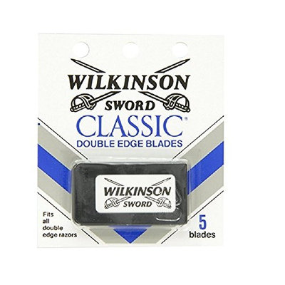 Wilkinson Sword Double Edge single Razor Cartridge, 5 blades + FREE Travel Toothbrush, Color May Vary